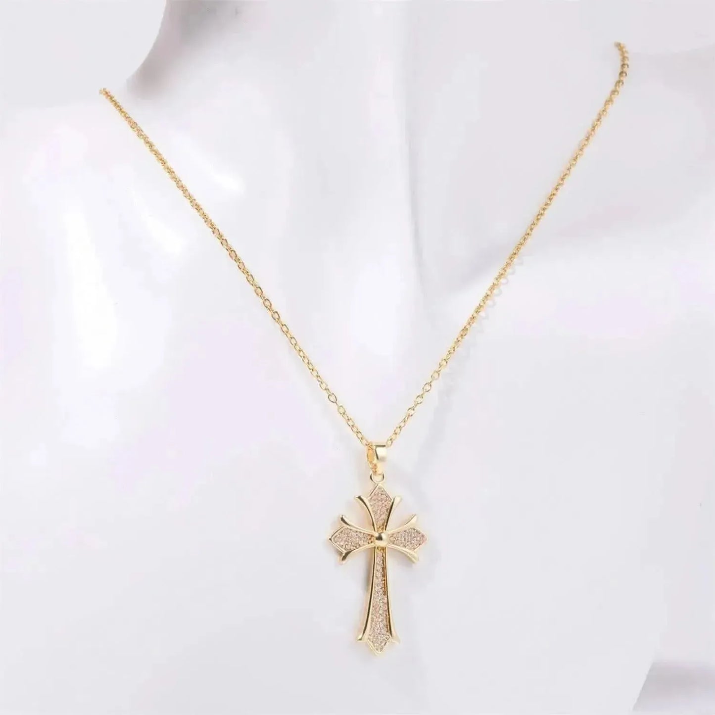 Stainless Steel Inlaid Zircon Cross Necklace - Bad Moms Club