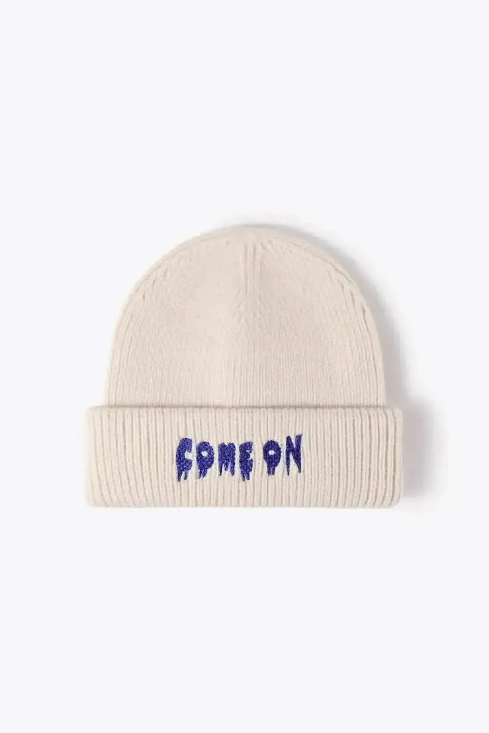 COME ON Embroidered Cuff Knit Beanie - Bad Moms Club