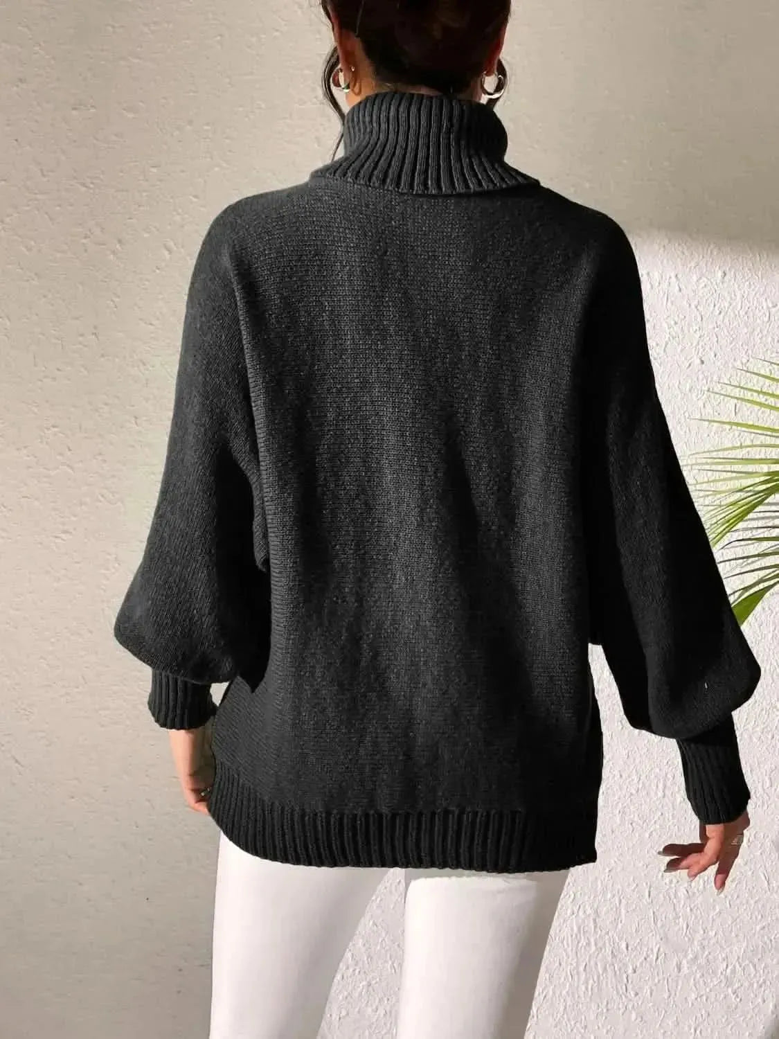 Heart Turtleneck Long Sleeve Sweater - Bad Moms Club