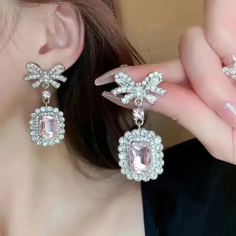 Alloy Crystal Geometric Dangle Earrings - Bad Moms Club