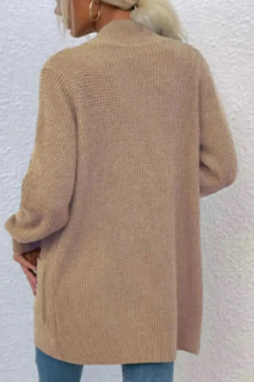 Open Front Rib-Knit Cardigan with Pockets - Bad Moms Club