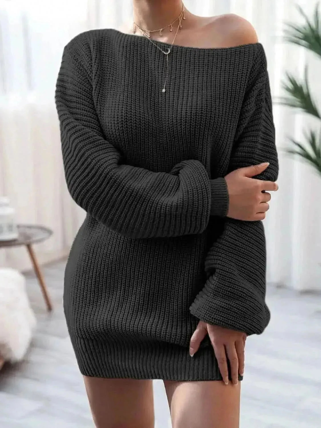 Rib-Knit Mini Sweater Dress - Bad Moms Club