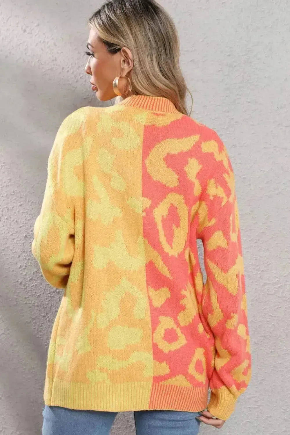Leopard Button Front Ribbed Trim Cardigan - Bad Moms Club