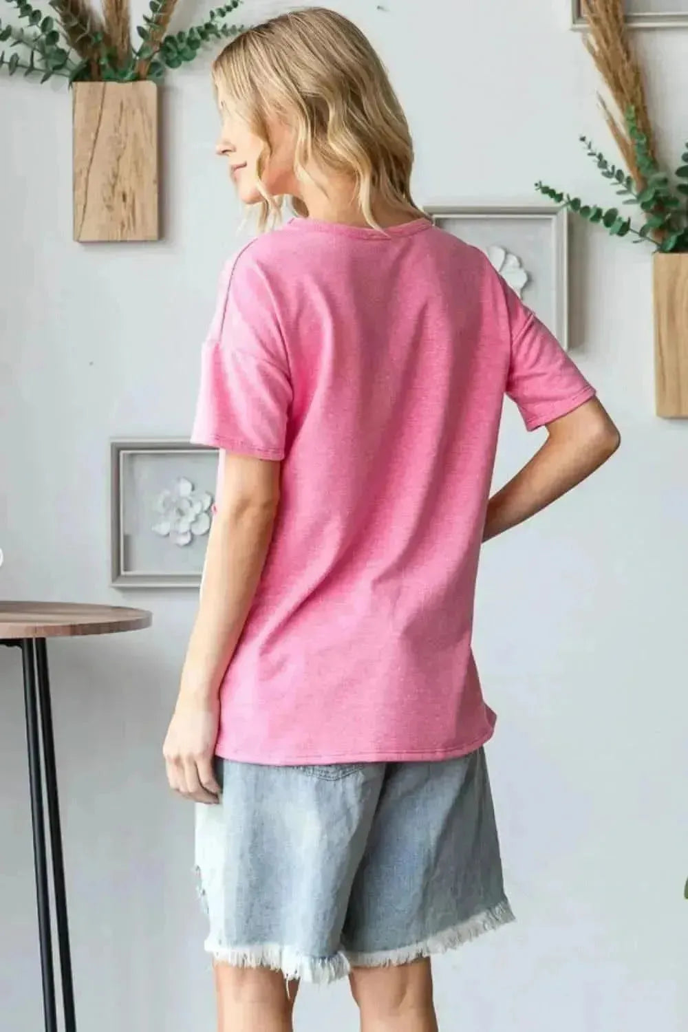 HOPELY Full Size Color Block Exposed Seam T-Shirt - Bad Moms Club