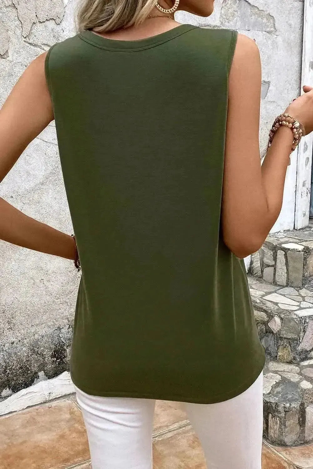 Cutout Round Neck Tank - Bad Moms Club