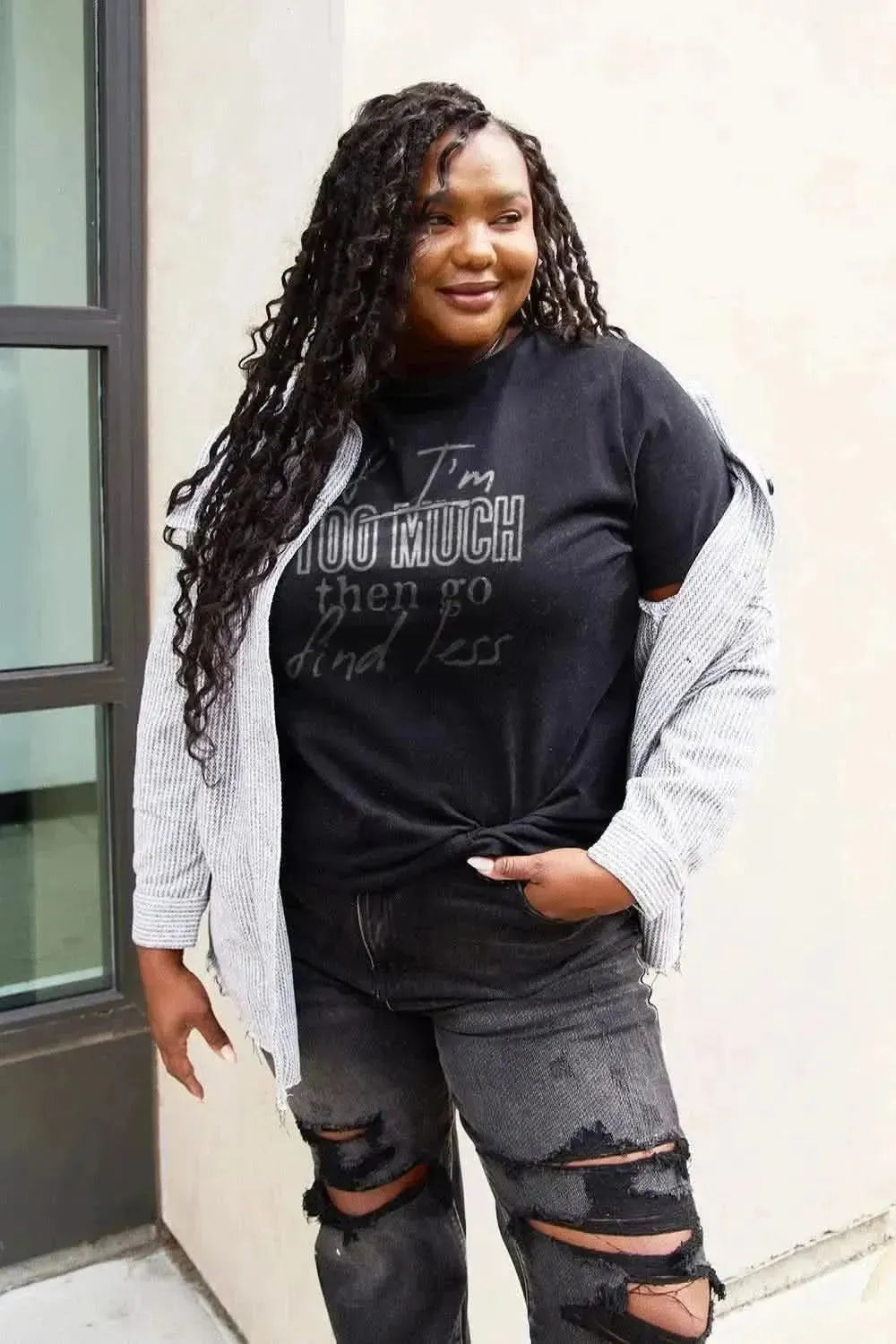Simply Love Full Size IF I'M TOO MUCH THEN GO FIND LESS Round Neck T-Shirt - Bad Moms Club