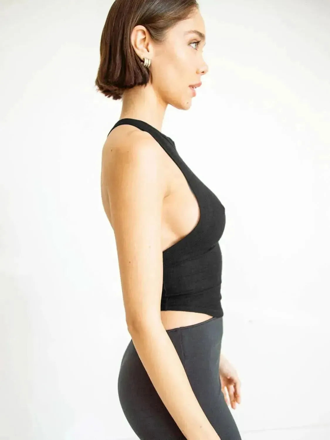 Halter Neck Ribbed Cropped Top - Bad Moms Club