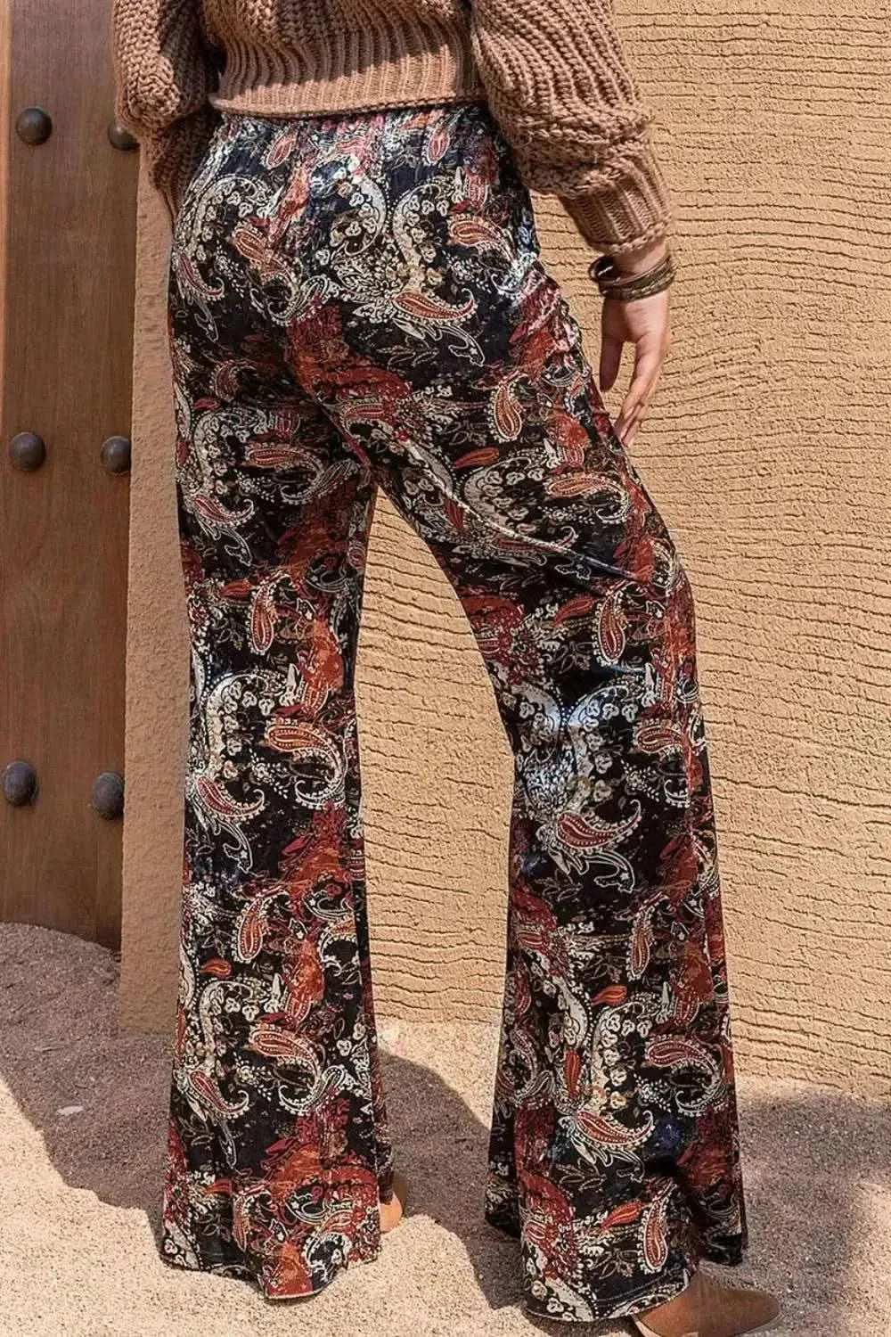 Plus Size Printed Wide Leg Long Pants - Bad Moms Club