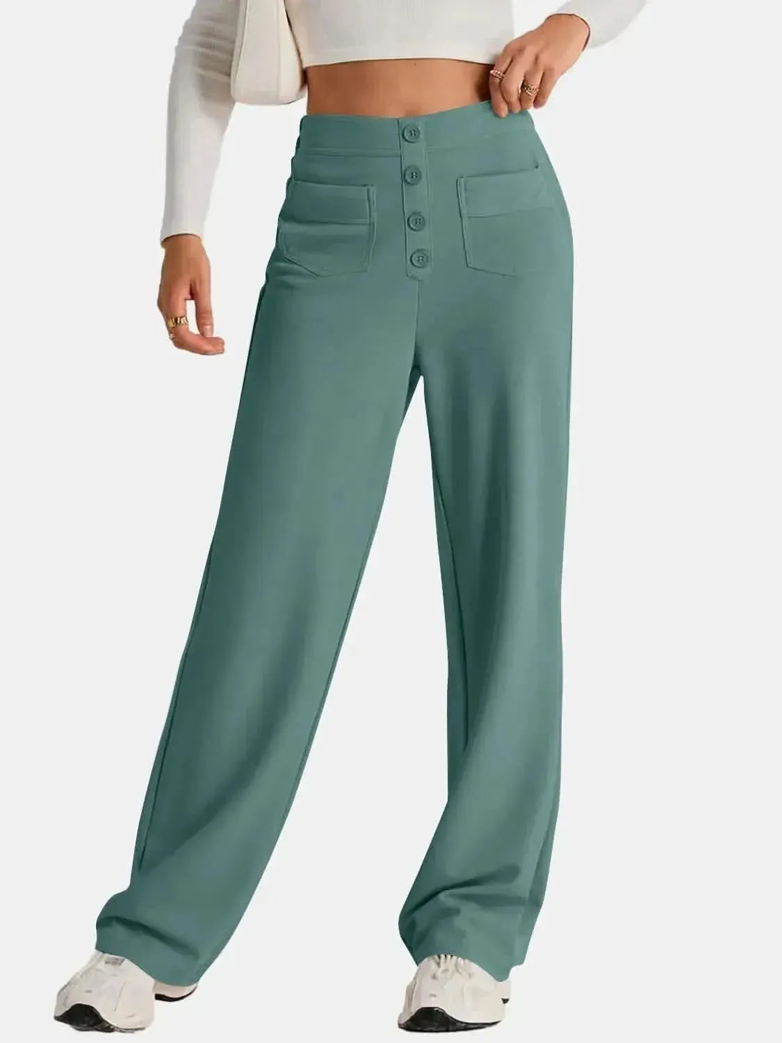 High Waist Wide Leg Pants - Bad Moms Club