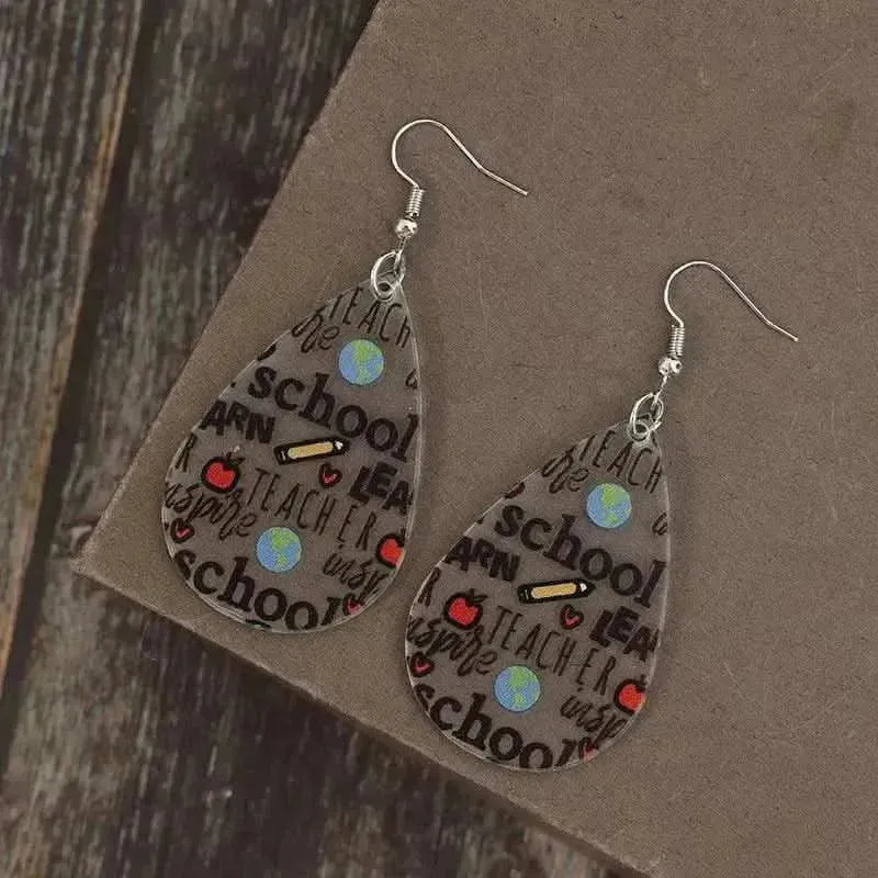 Acrylic Letter Teardrop Shape Earrings - Bad Moms Club