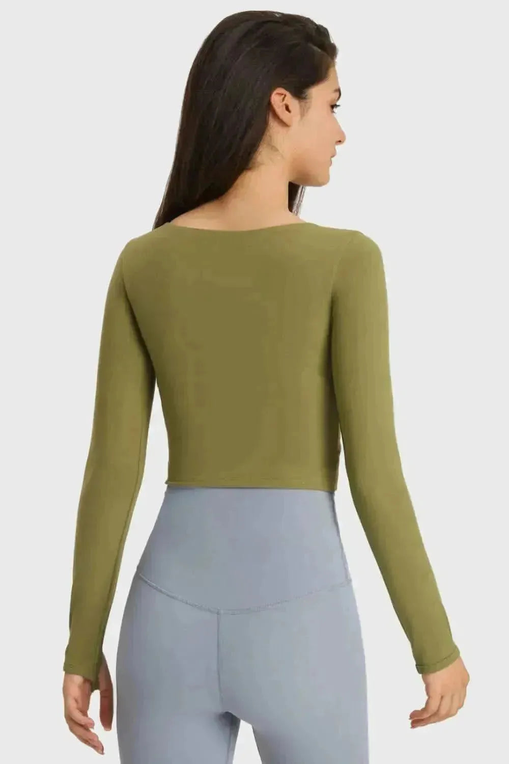 Cutout Long Sleeve Cropped Sports Top - Bad Moms Club