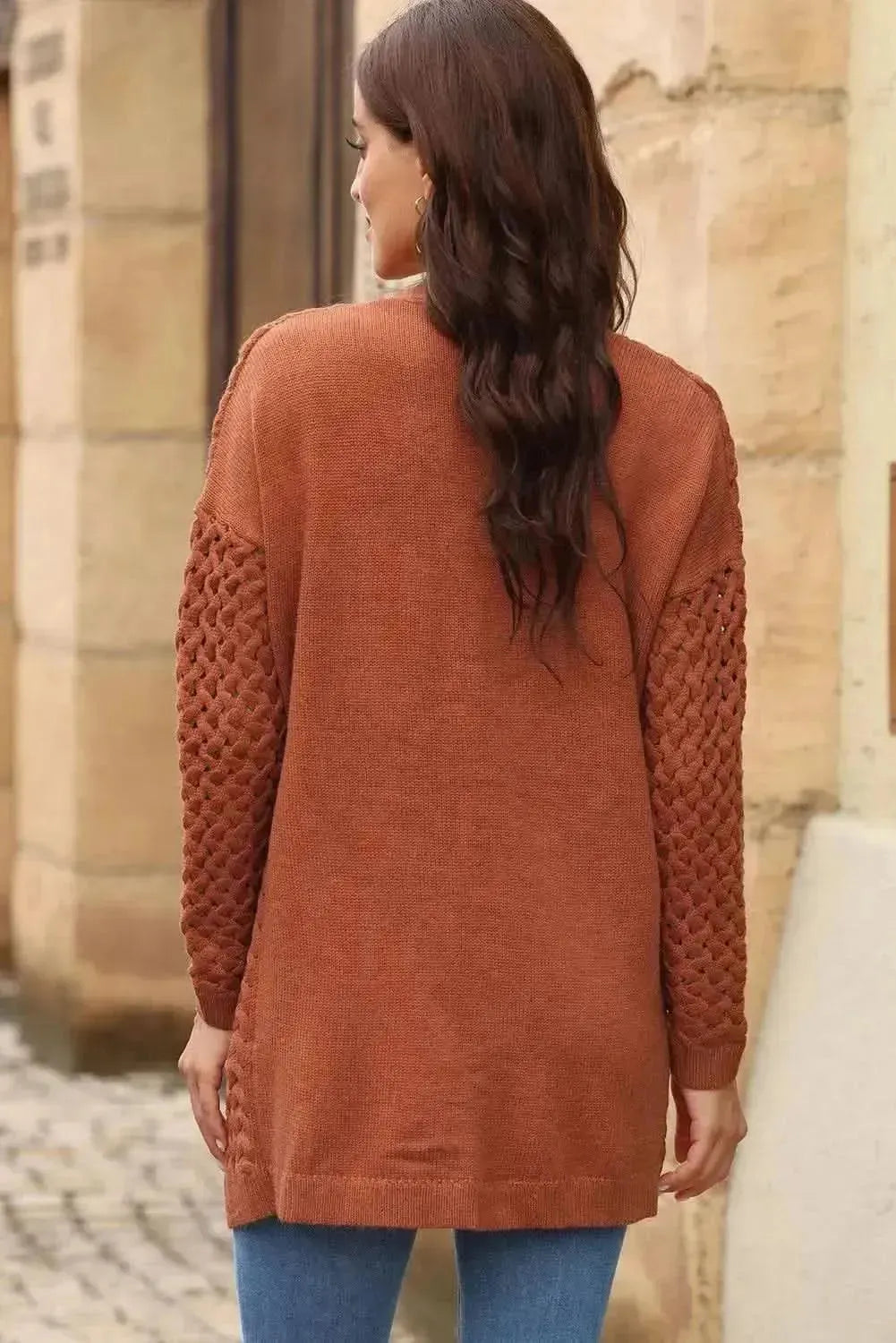 Open Front Dropped Shoulder Cardigan with Pockets - Bad Moms Club