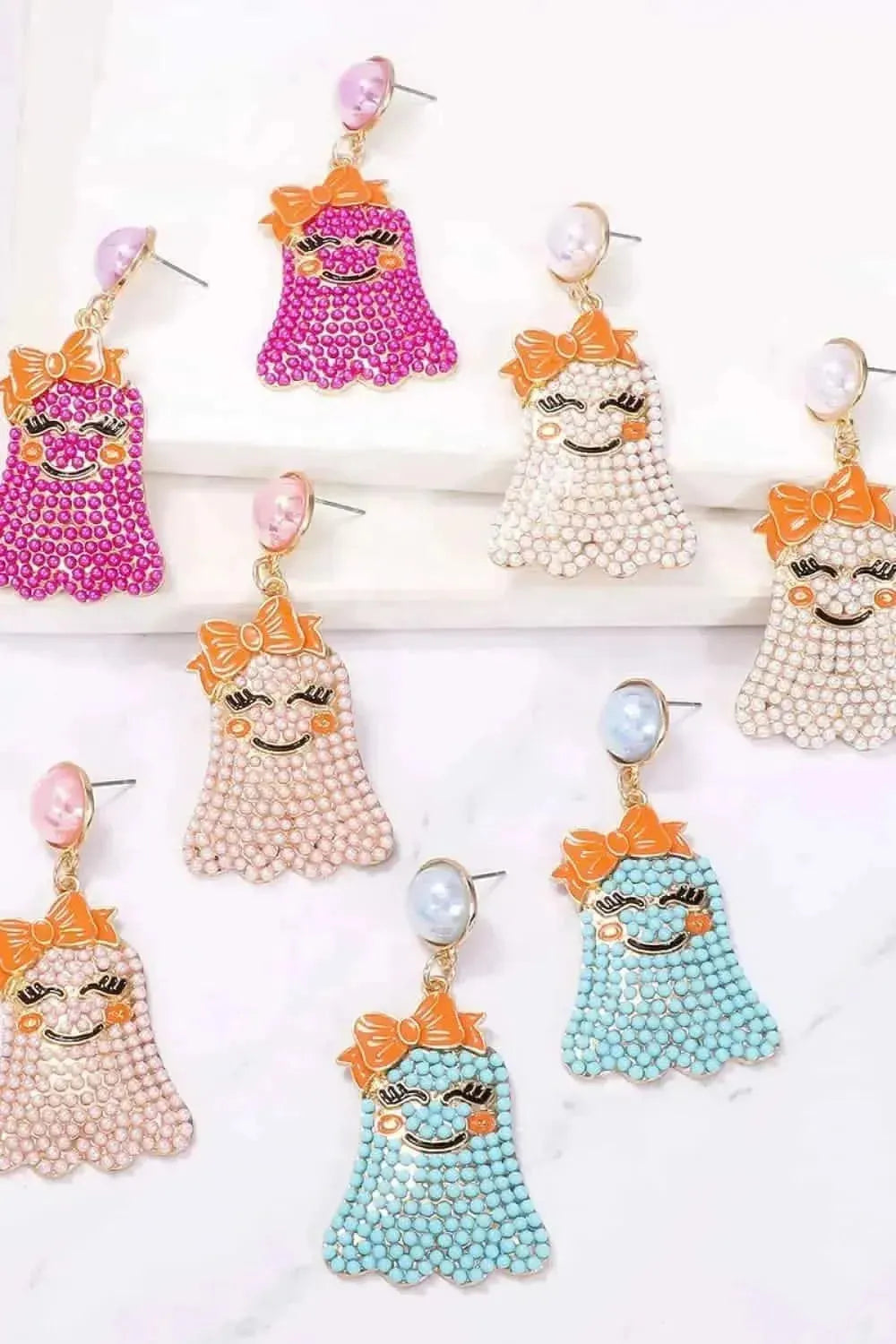 Smiling Ghost Shape Synthetic Pearl Earrings - Bad Moms Club