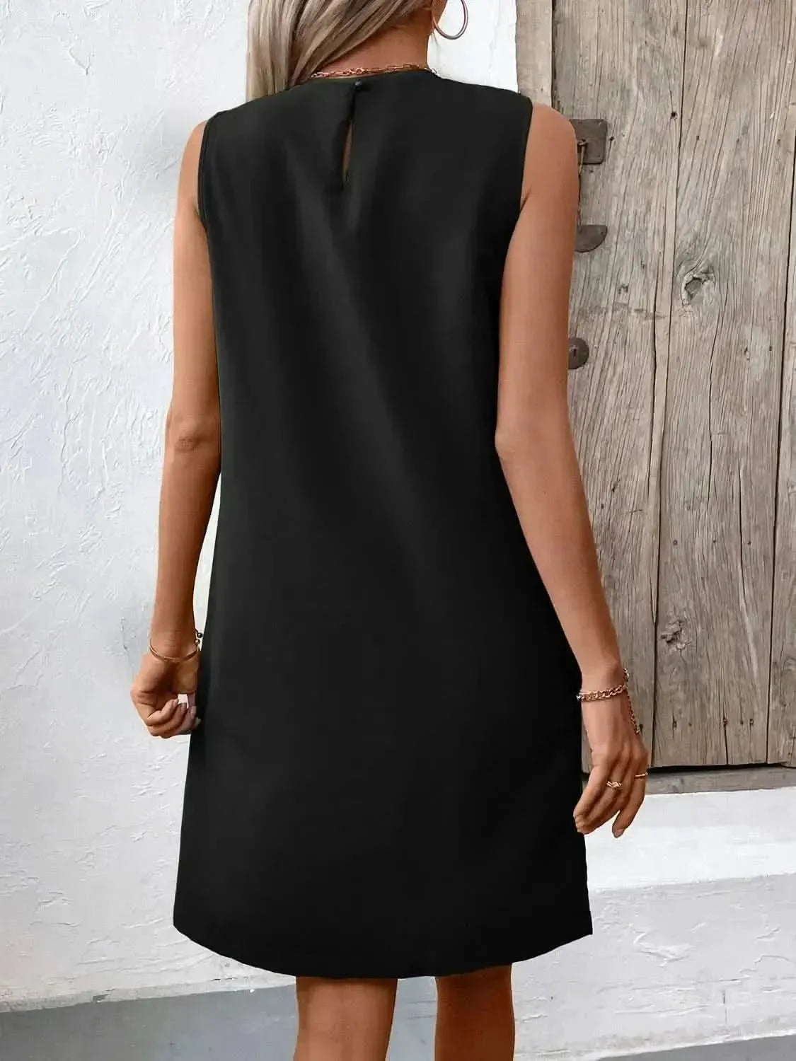 Ivy Lane Pocketed Round Neck Sleeveless Mini Dress - Bad Moms Club