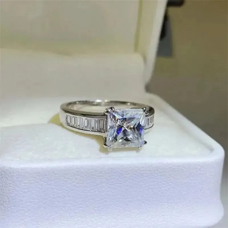 3 Carat Moissanite 925 Sterling Silver Square Shape Ring - Bad Moms Club