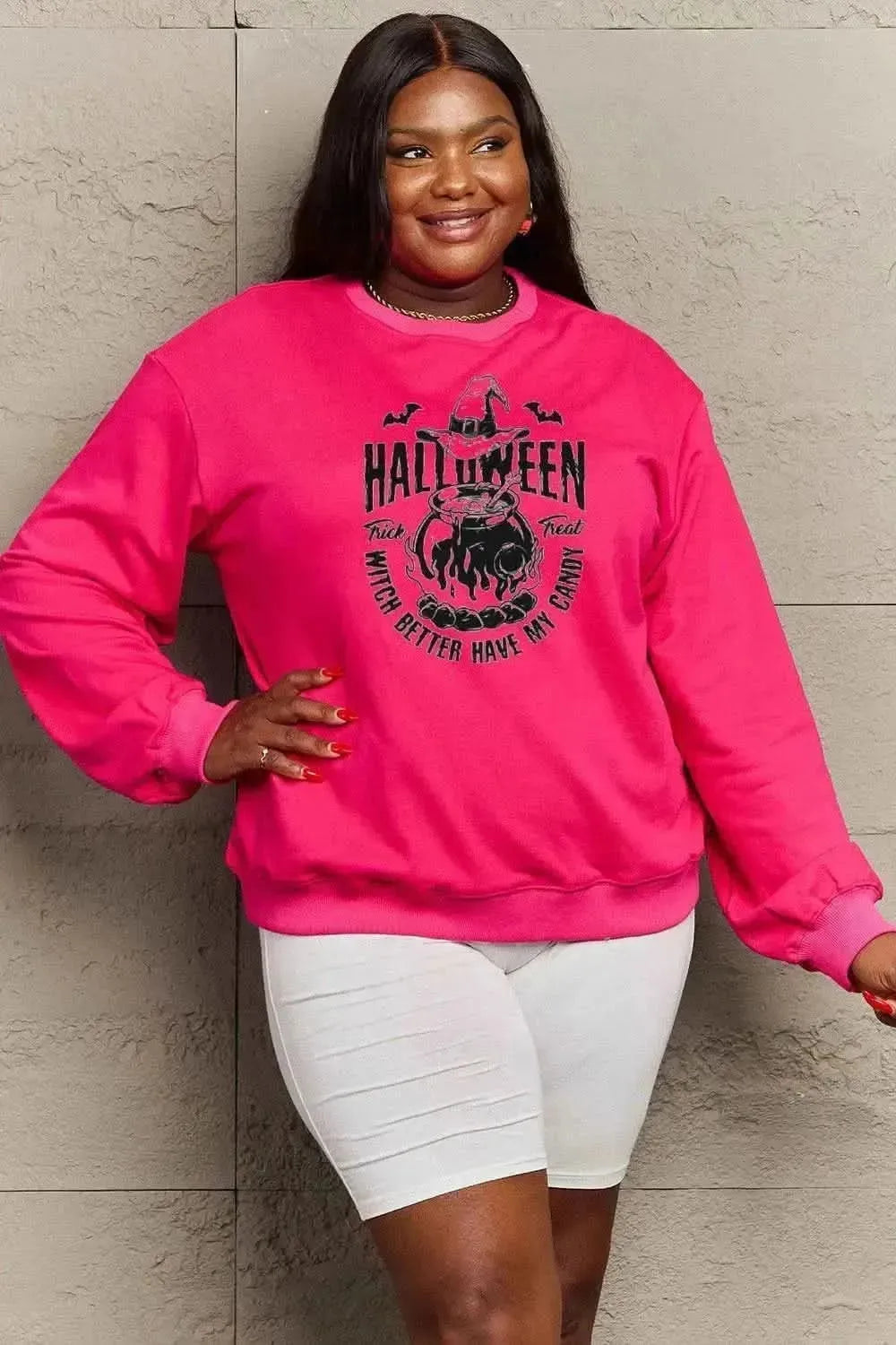 Simply Love Full Size Graphic Round Neck Sweatshirt - Bad Moms Club