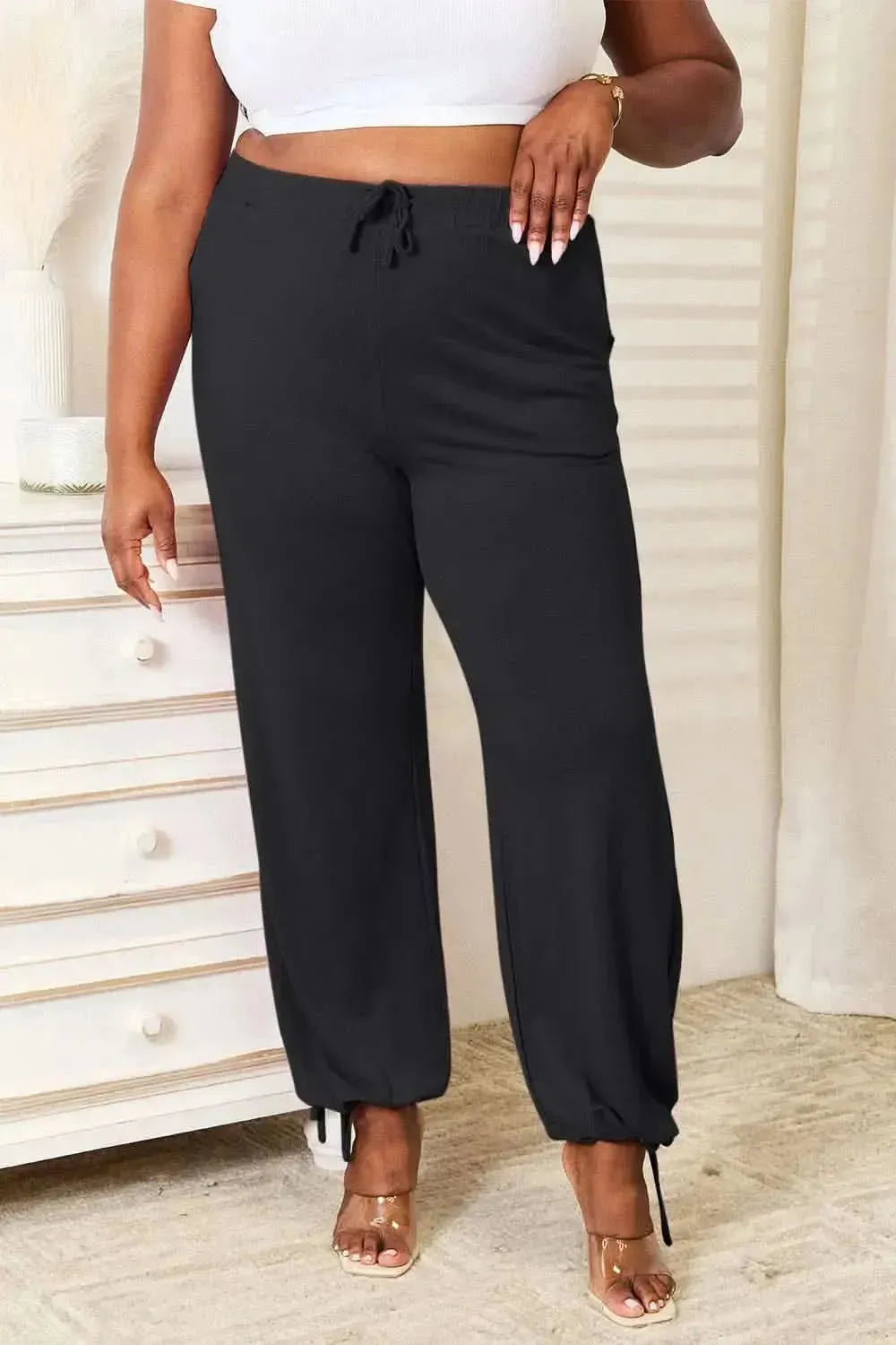 Basic Bae Full Size Soft Rayon Drawstring Waist Pants with Pockets - Bad Moms Club
