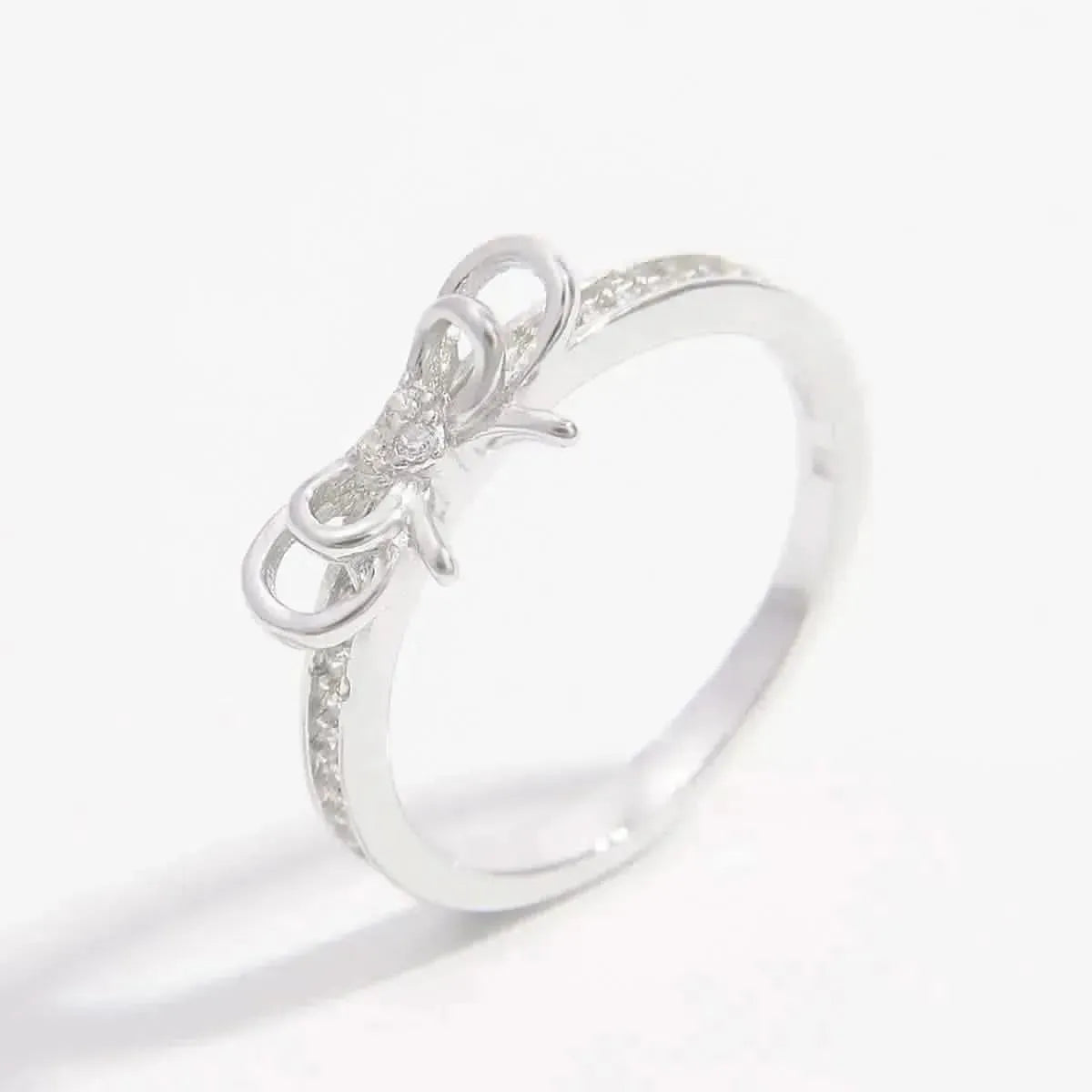 925 Sterling Silver Inlaid Zircon Bow Ring - Bad Moms Club