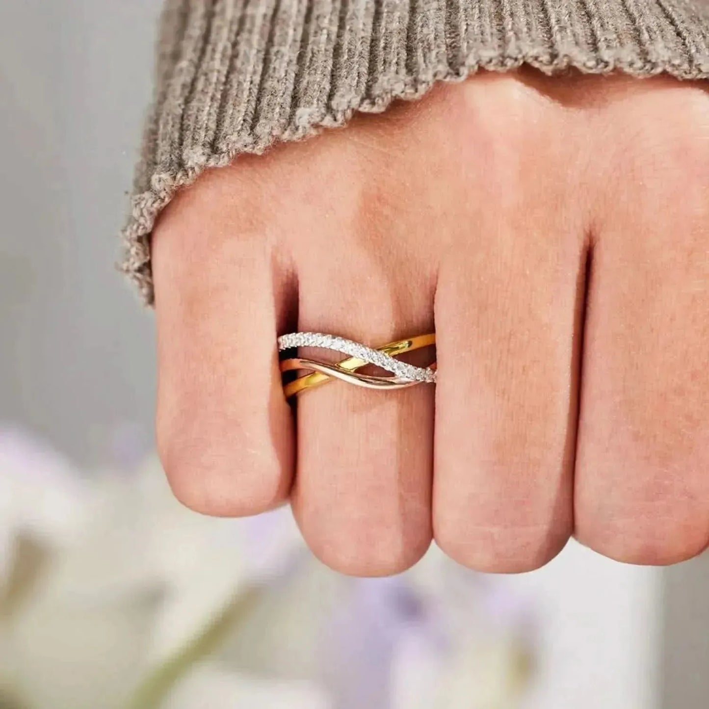 Crisscross Gold-Plated 925 Sterling Silver Ring - Bad Moms Club