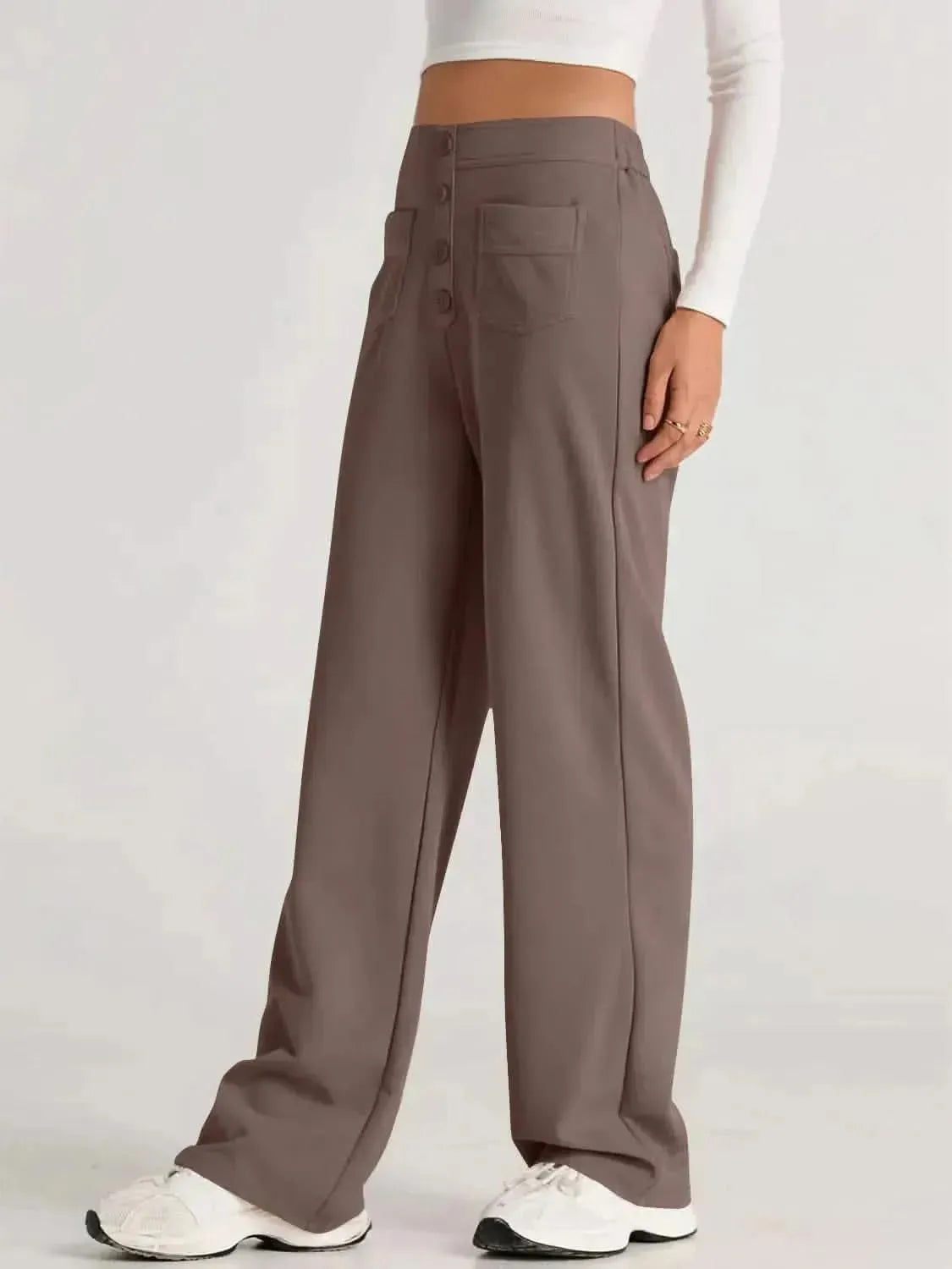 High Waist Wide Leg Pants - Bad Moms Club