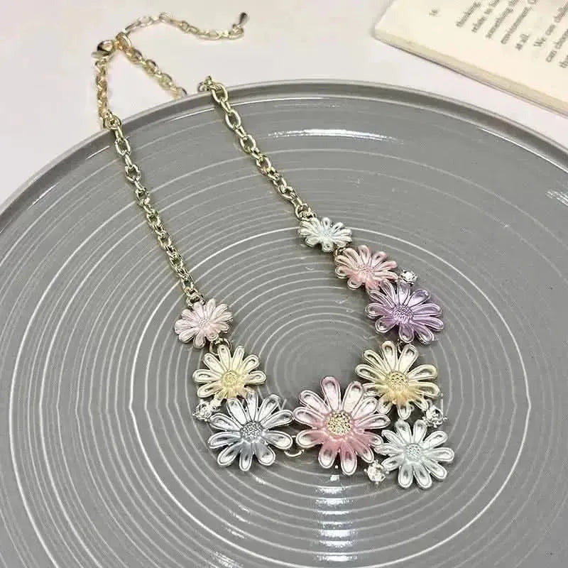 Alloy Rhinestone Daisy Necklace - Bad Moms Club