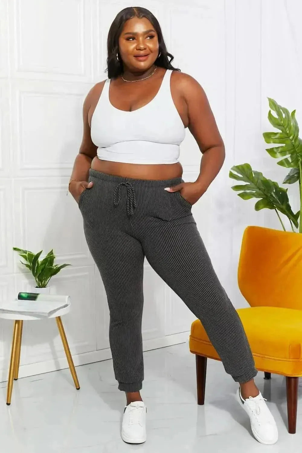 Blumin Apparel Full Size Easy Living Ribbed Joggers - Bad Moms Club
