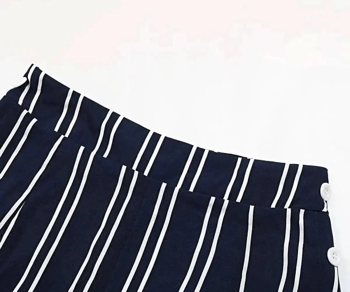 Perfee Striped Slit Wide Leg Pants - Bad Moms Club