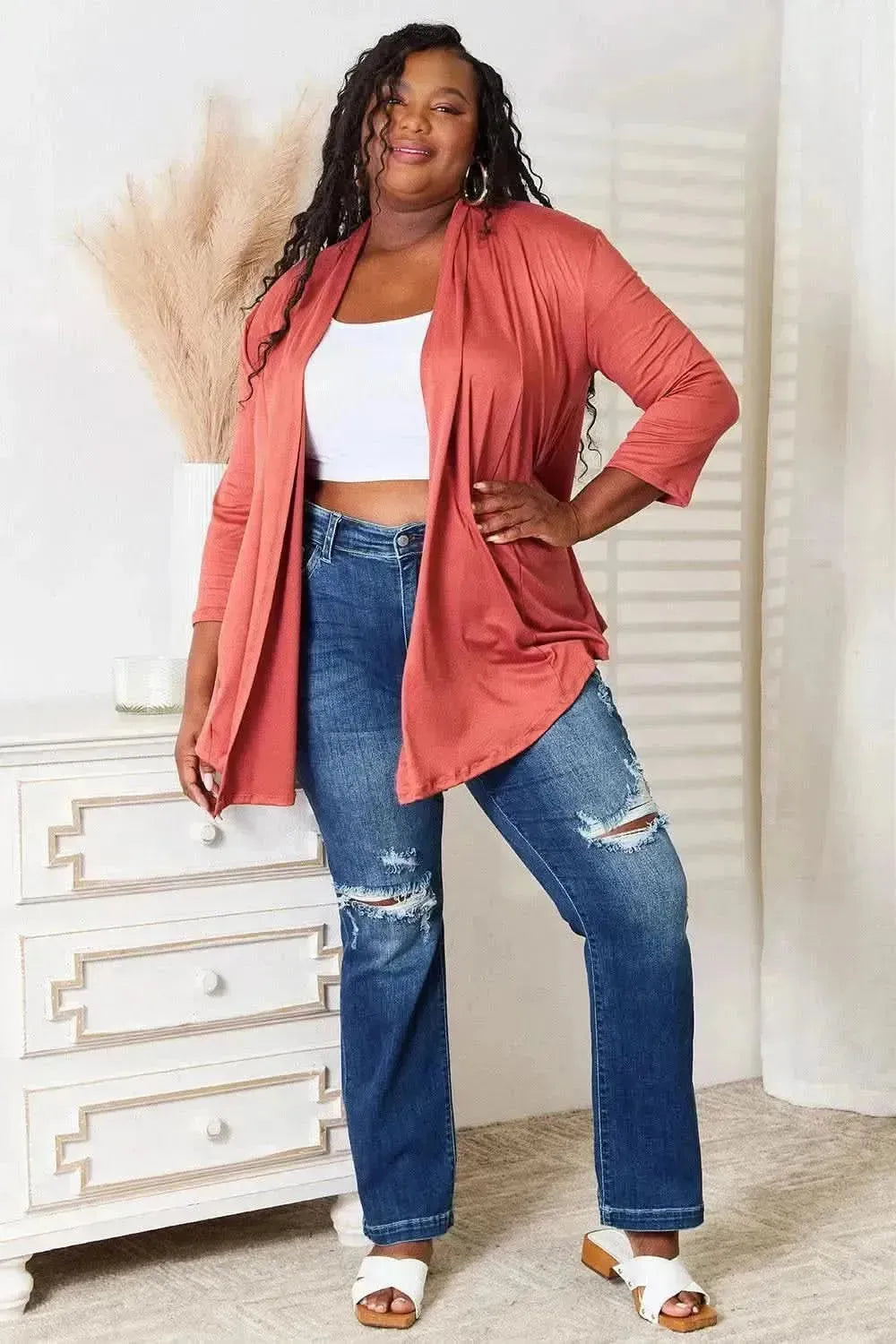 Culture Code Full Size Open Front Cardigan - Bad Moms Club