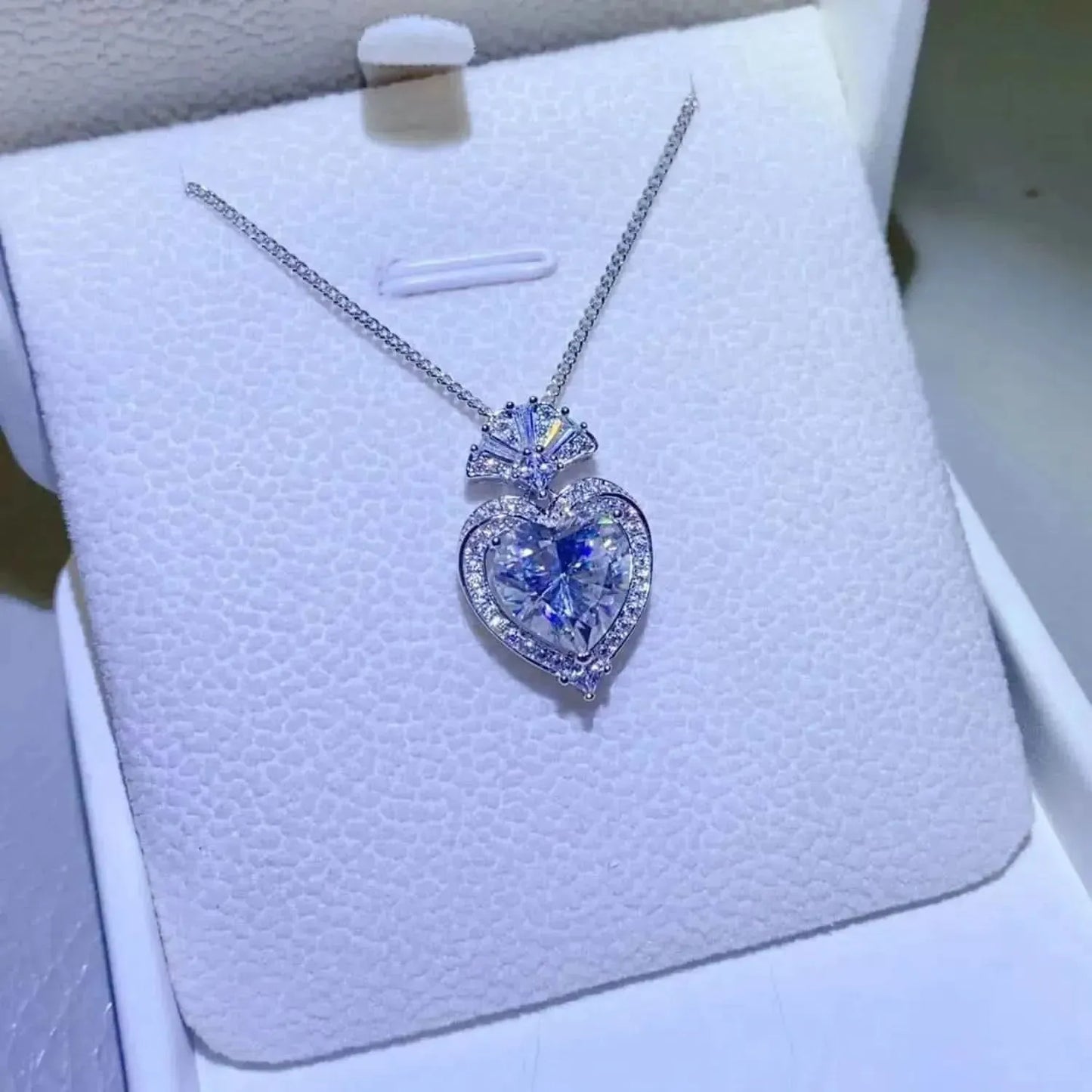 3 Carat Moissanite 925 Sterling Silver Heart Pendant Necklace - Bad Moms Club