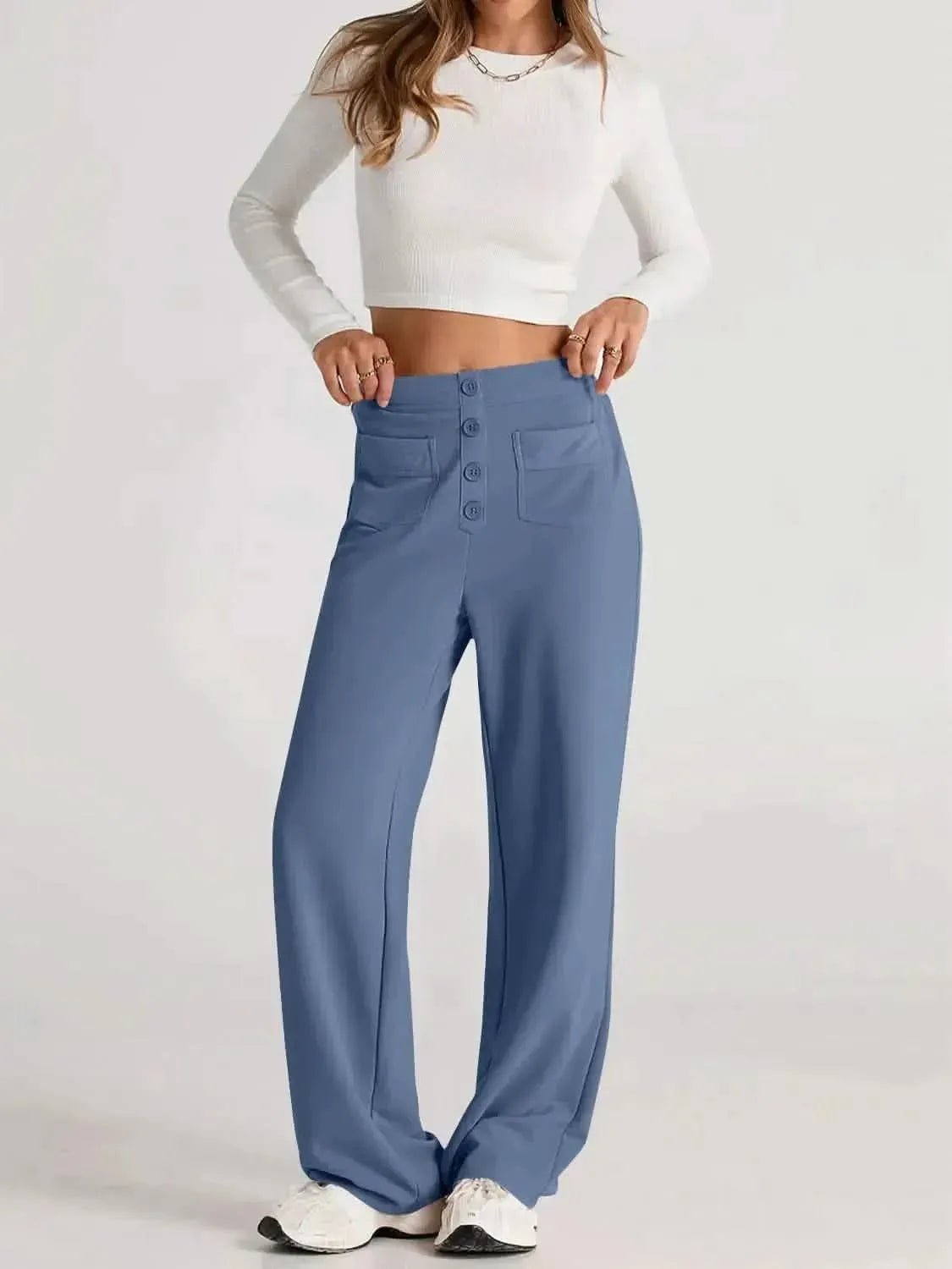 High Waist Wide Leg Pants - Bad Moms Club