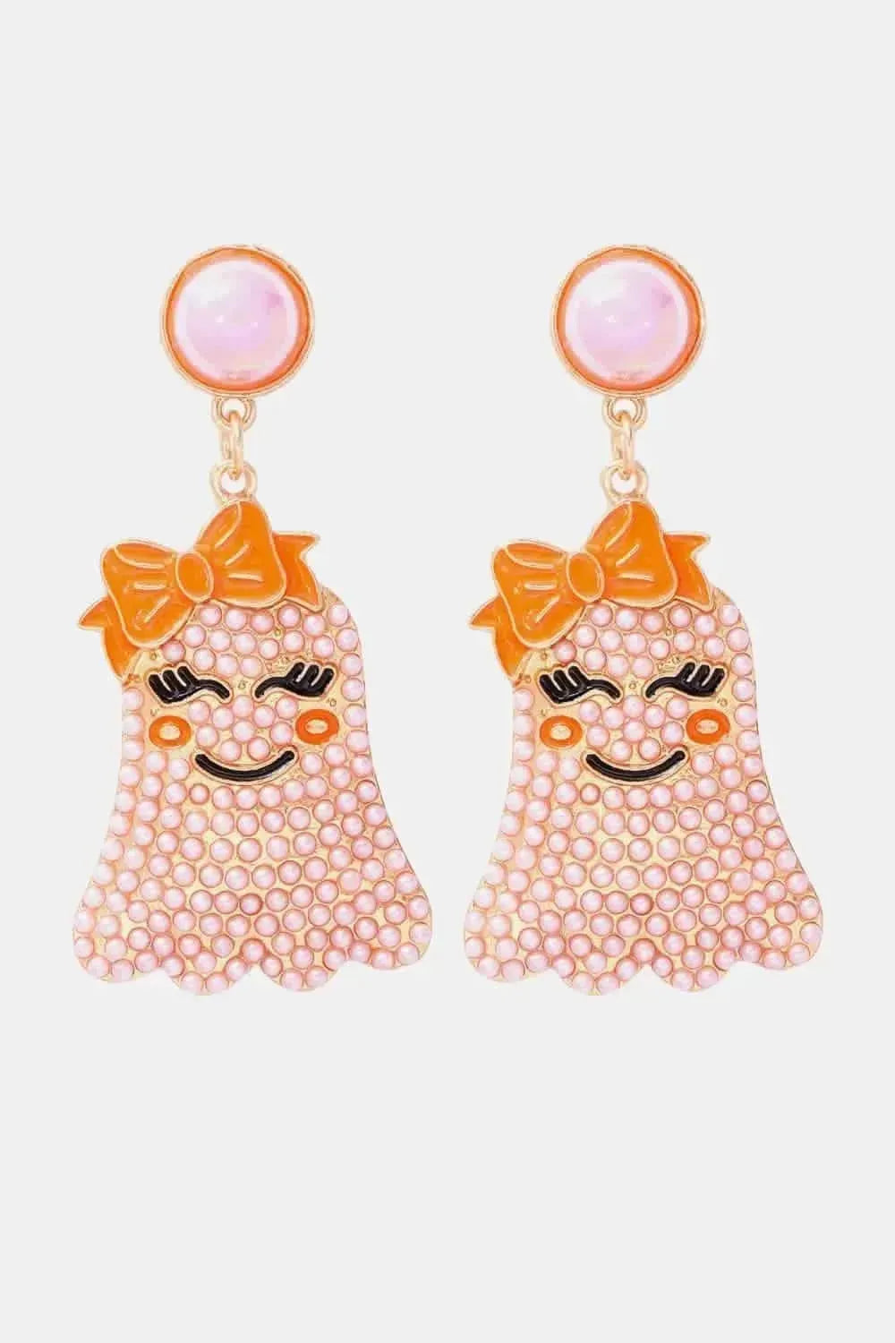 Smiling Ghost Shape Synthetic Pearl Earrings - Bad Moms Club