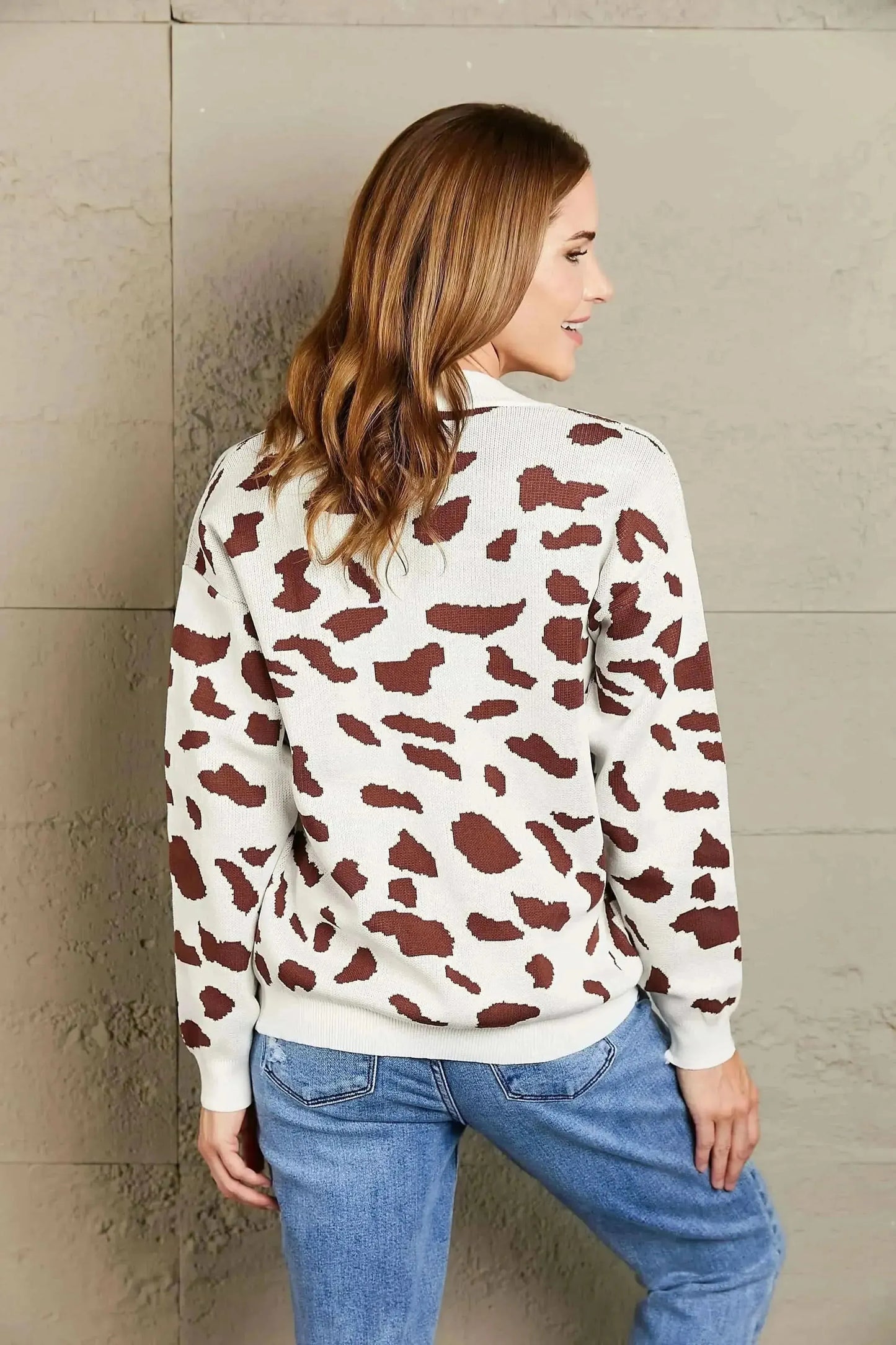 Woven Right Animal Print Button Front Sweater Cardigan - Bad Moms Club