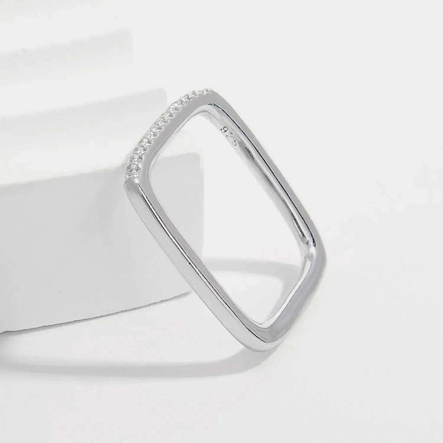 925 Sterling Silver Zircon Square Ring - Bad Moms Club
