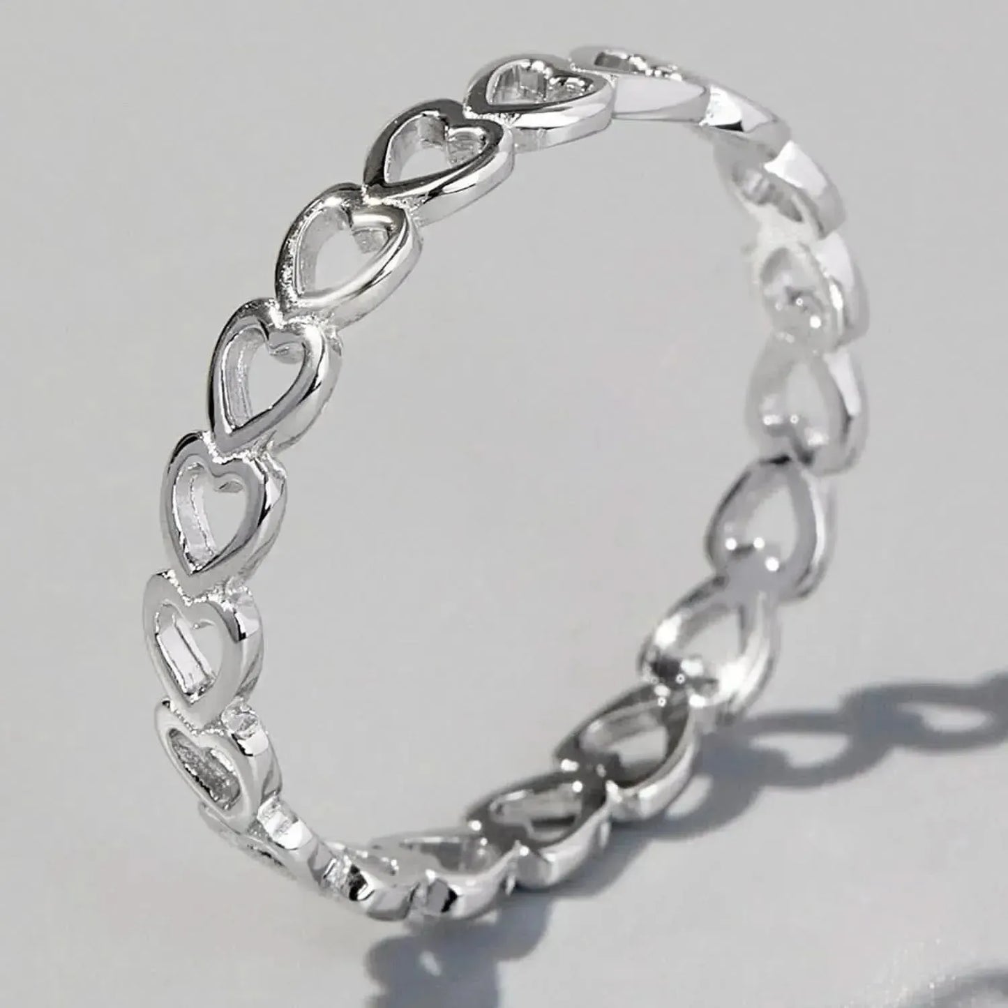 925 Sterling Silver Heart Link Ring - Bad Moms Club
