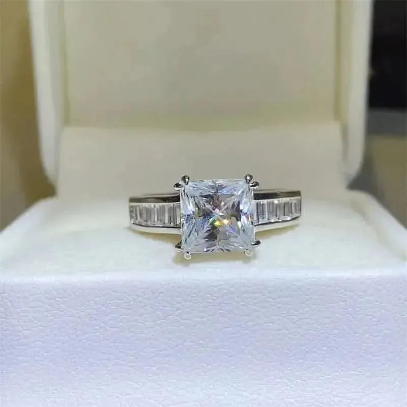3 Carat Moissanite 925 Sterling Silver Square Shape Ring - Bad Moms Club