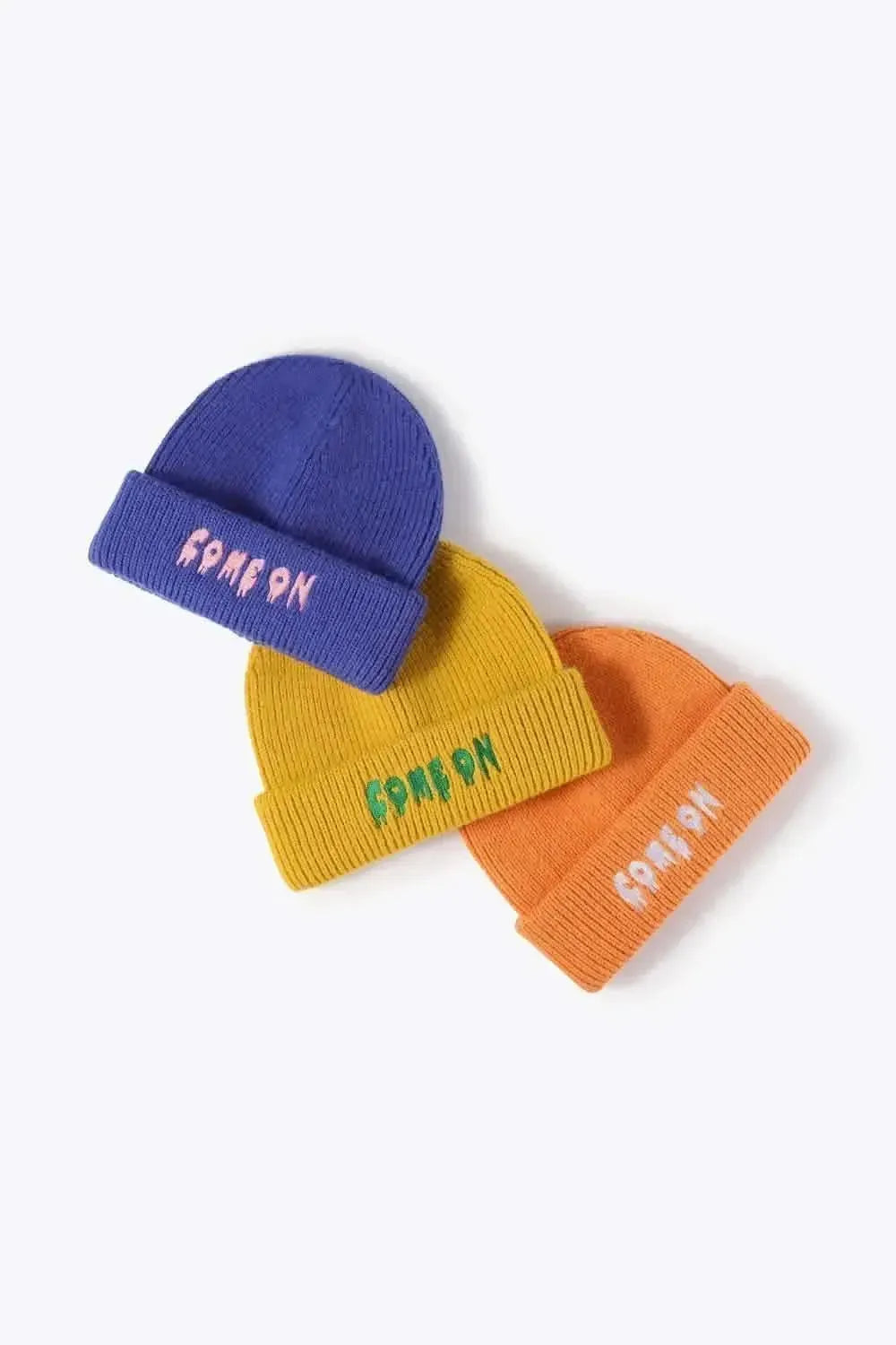 COME ON Embroidered Cuff Knit Beanie - Bad Moms Club