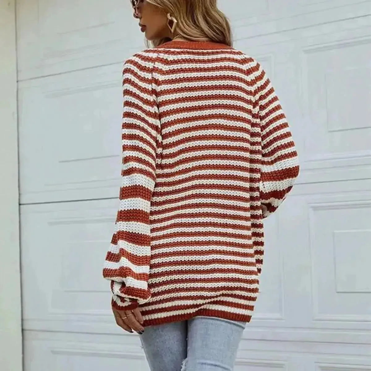 Striped Button Down Long Sleeve Cardigan - Bad Moms Club