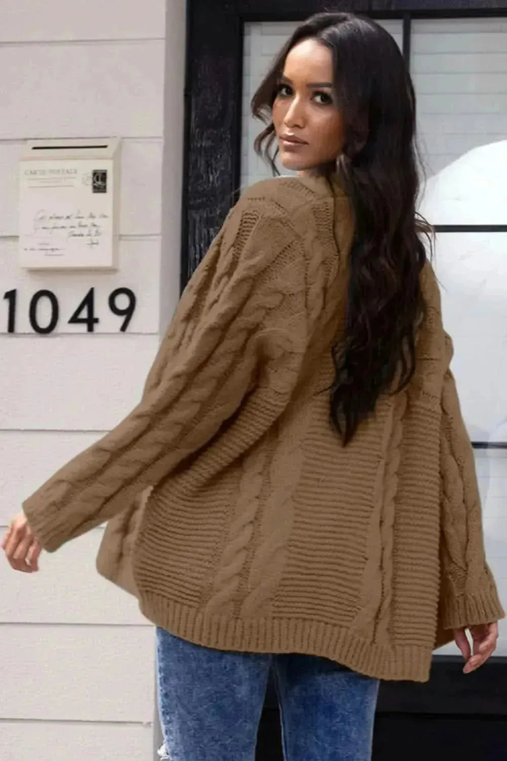 Open Front Cable-Knit Cardigan - Bad Moms Club