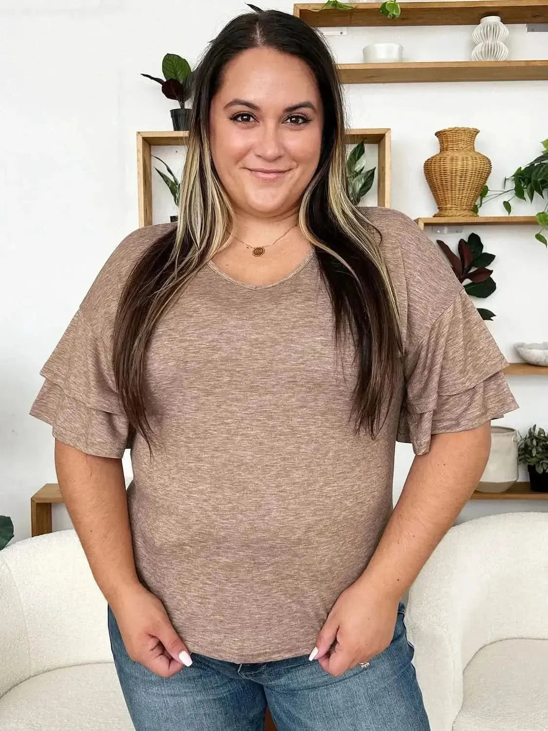 V-Neck Half Sleeve Blouse - Bad Moms Club