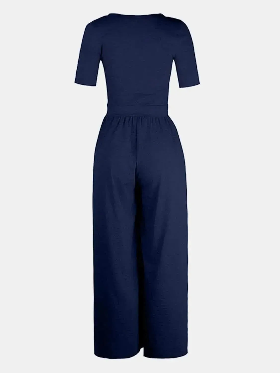 Scoop Neck Short Sleeve Jumpsuit - Bad Moms Club