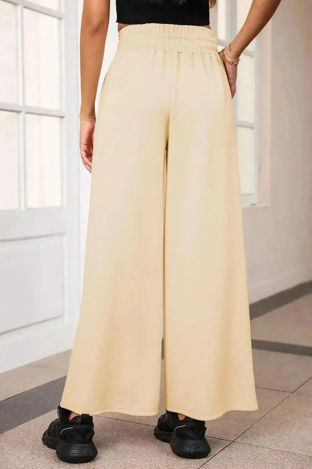 Drawstring Wide Leg Pants with Pockets - Bad Moms Club