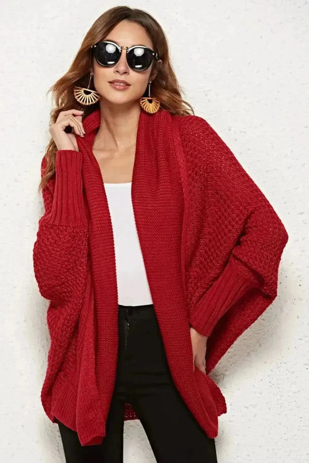 Open Front Dolman Sleeve Longline Cardigan - Bad Moms Club