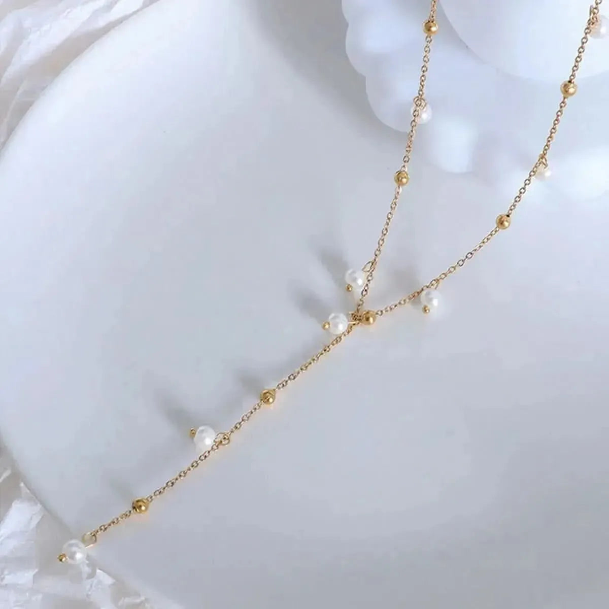 18K Gold-Plated Pearl Drop Necklace - Bad Moms Club