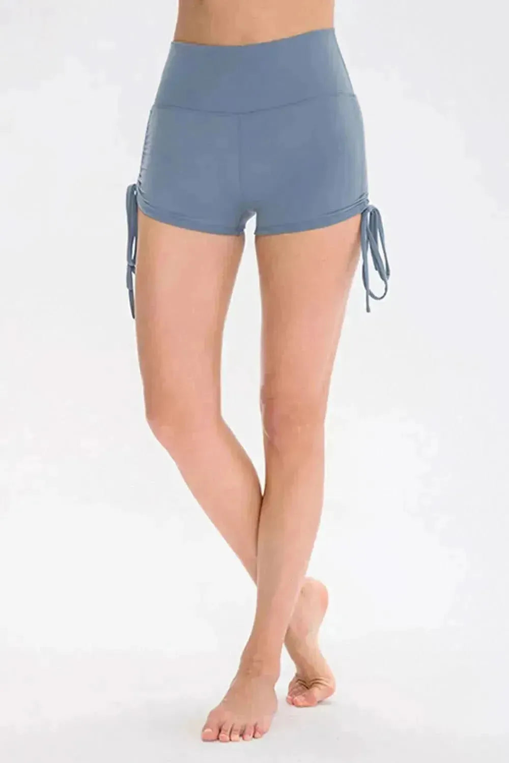 Drawstring Wide Waistband Side Tie Sports Shorts - Bad Moms Club