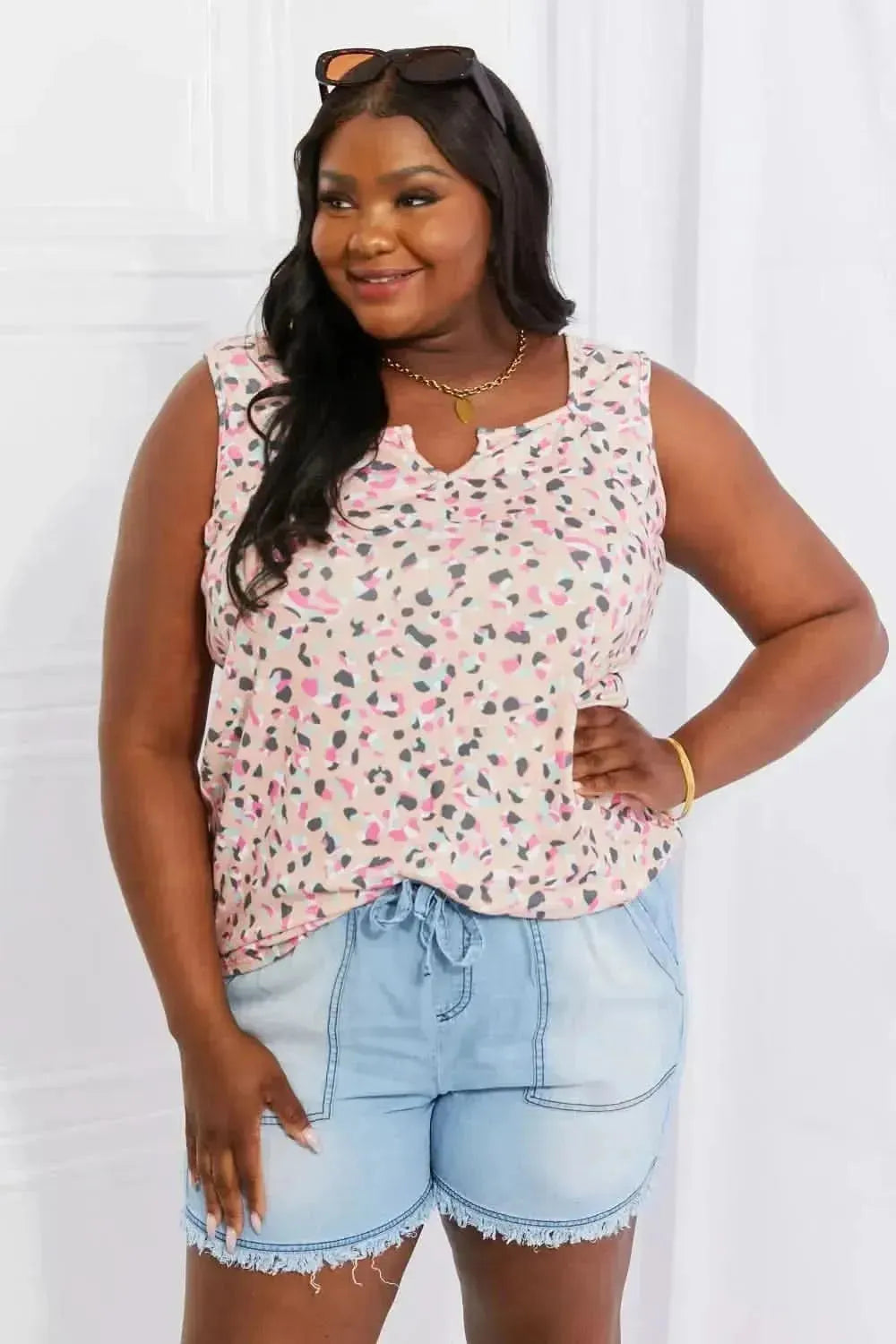 Heimish Full Size Printed Sleeveless Top - Bad Moms Club
