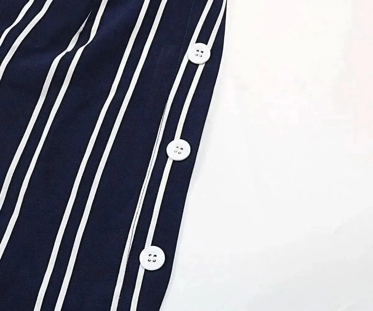 Perfee Striped Slit Wide Leg Pants - Bad Moms Club