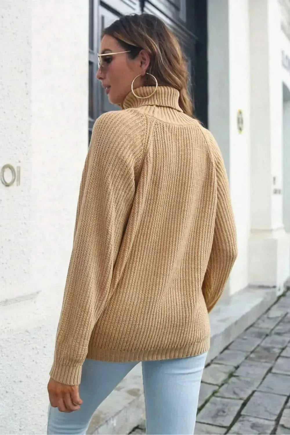 Turtleneck Rib-Knit Sweater - Bad Moms Club