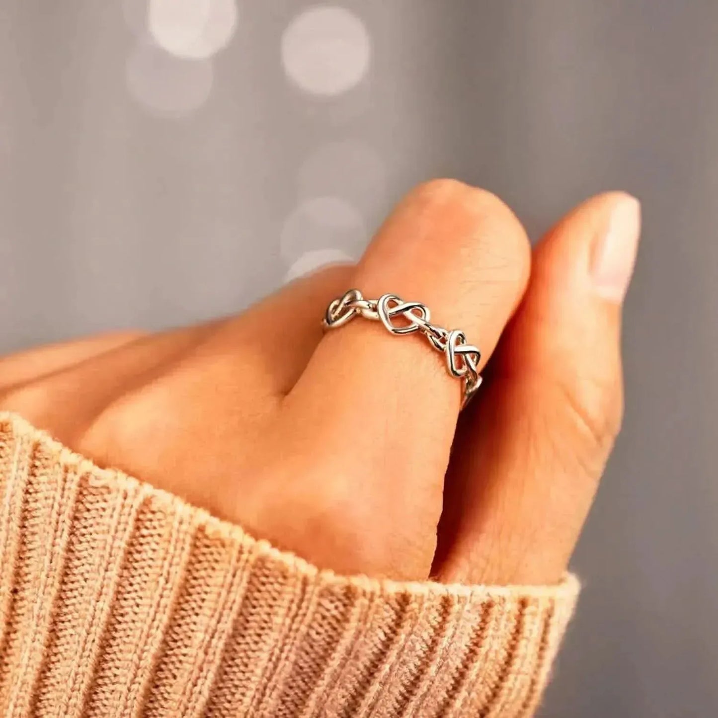 Knotted Hearts 925 Sterling Silver Open Ring - Bad Moms Club