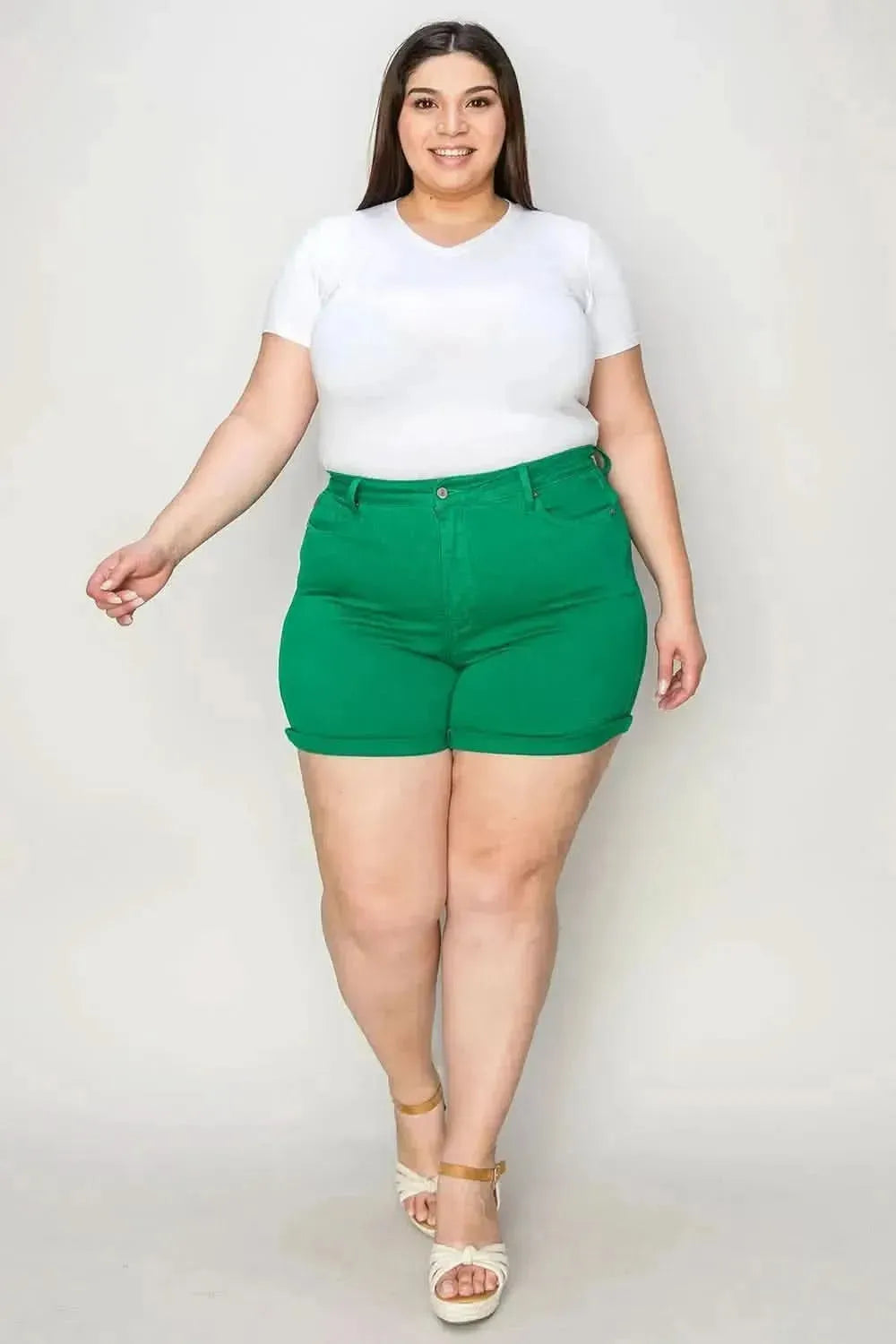 Judy Blue Full Size Tummy Control Garment Dyed Denim Shorts - Bad Moms Club