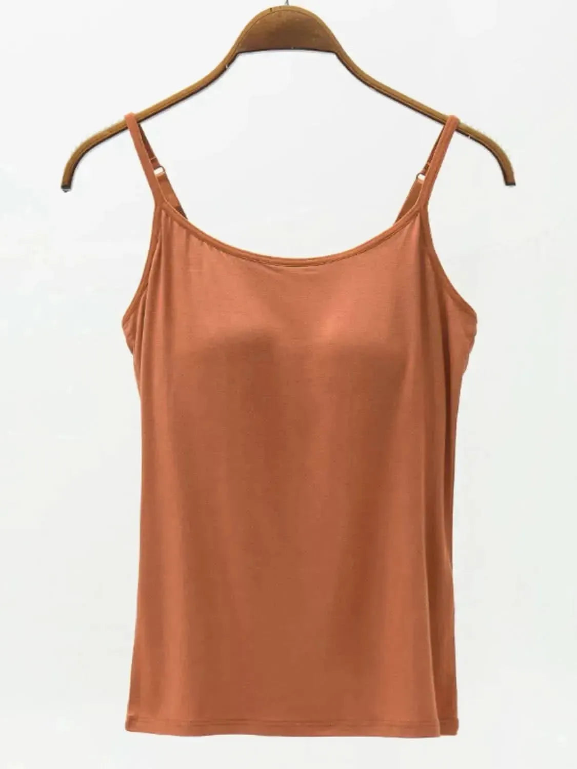 Full Size Adjustable Strap Modal Cami with Bra - Bad Moms Club